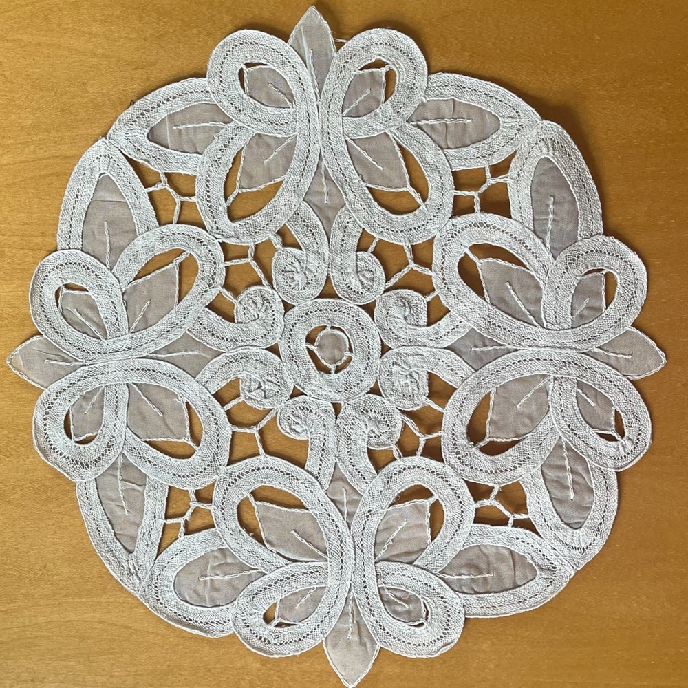 🆕 SET 2 Vintage Crystal Lace Round Doily | 11” Cutout Butterfly Design | NWT